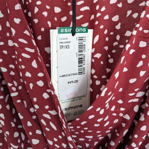 NWT Simons Polka Dot Dress Size XS - Picture 8 of 8